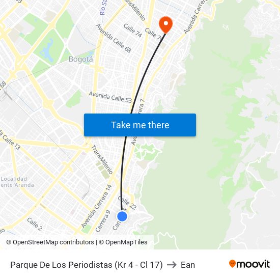 Parque De Los Periodistas (Kr 4 - Cl 17) to Ean map