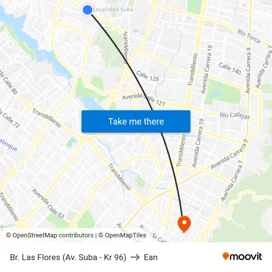 Br. Las Flores (Av. Suba - Kr 96) to Ean map