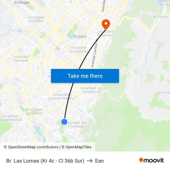 Br. Las Lomas (Kr 4c - Cl 36b Sur) to Ean map