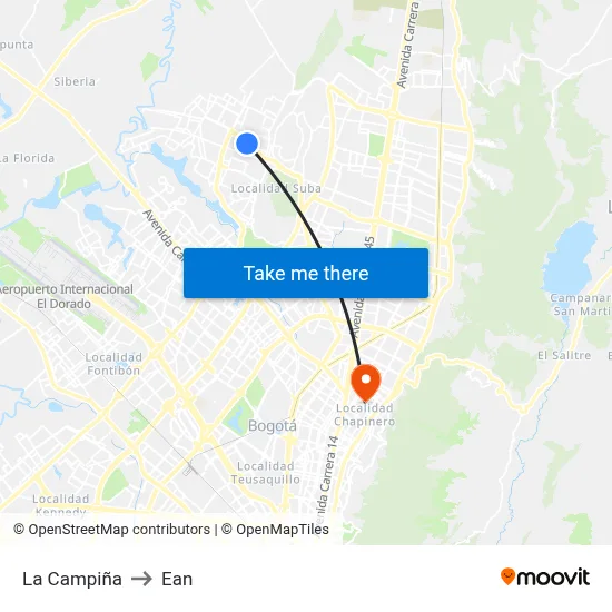 La Campiña to Ean map