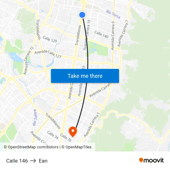 Calle 146 to Ean map