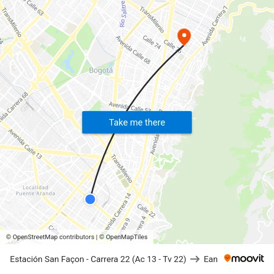 Estación San Façon - Carrera 22 (Ac 13 - Tv 22) to Ean map