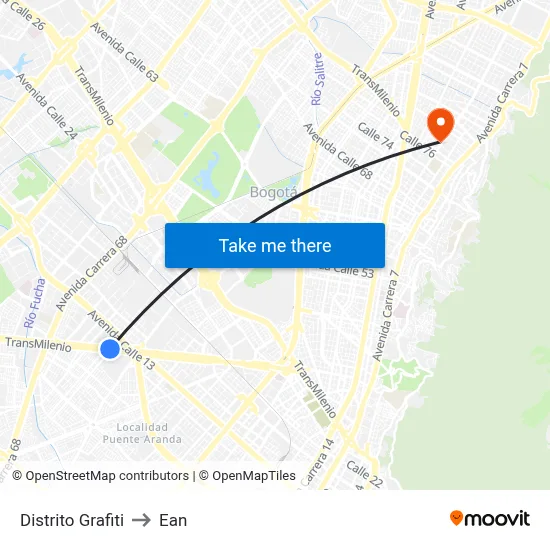 Distrito Grafiti to Ean map