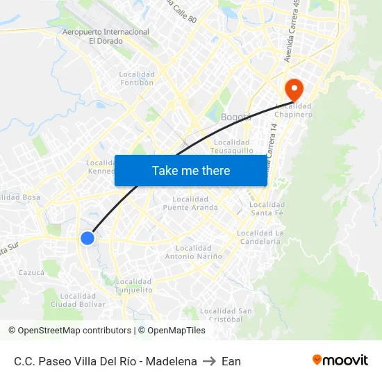 C.C. Paseo Villa Del Río - Madelena to Ean map