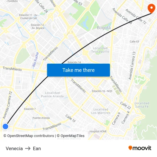 Venecia to Ean map