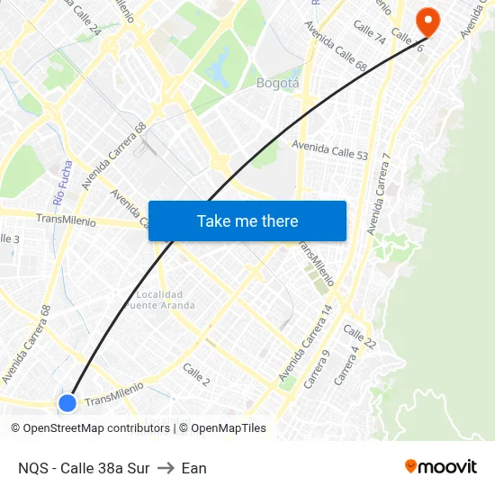 NQS - Calle 38a Sur to Ean map