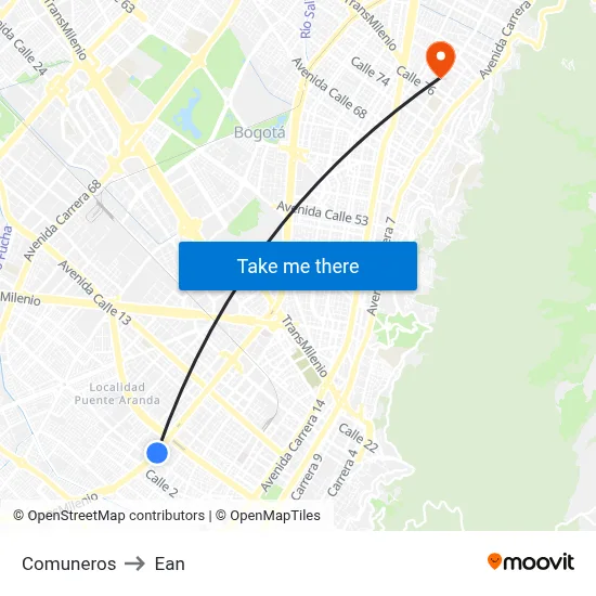 Comuneros to Ean map