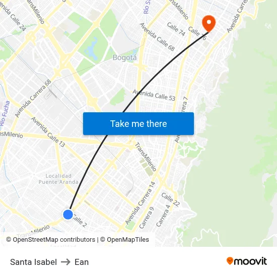 Santa Isabel to Ean map