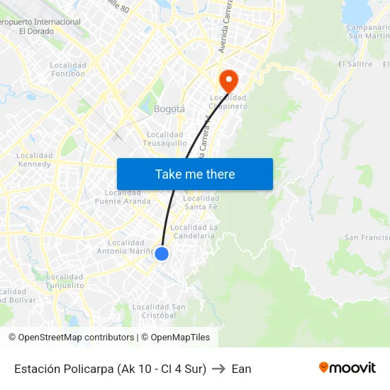 Estación Policarpa (Ak 10 - Cl 4 Sur) to Ean map