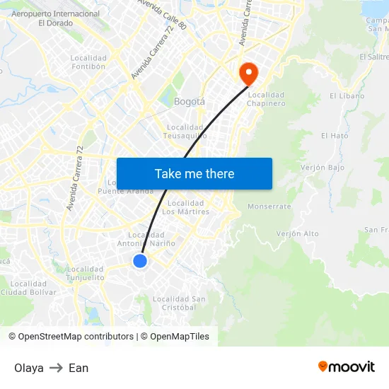 Olaya to Ean map