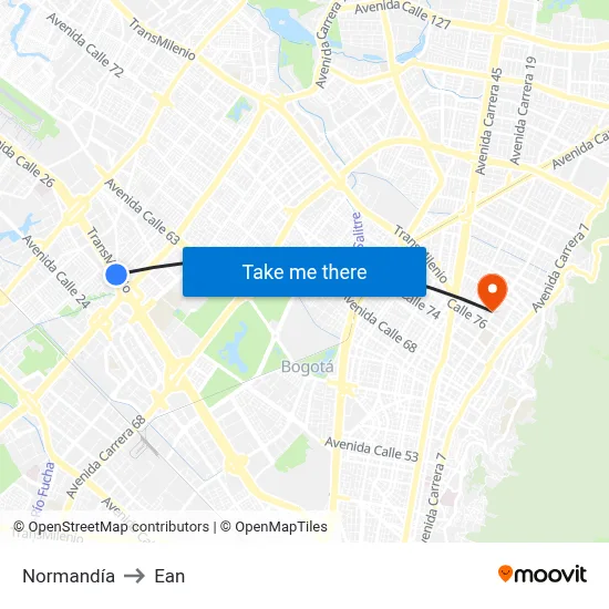 Normandía to Ean map