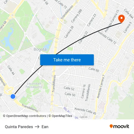 Quinta Paredes to Ean map