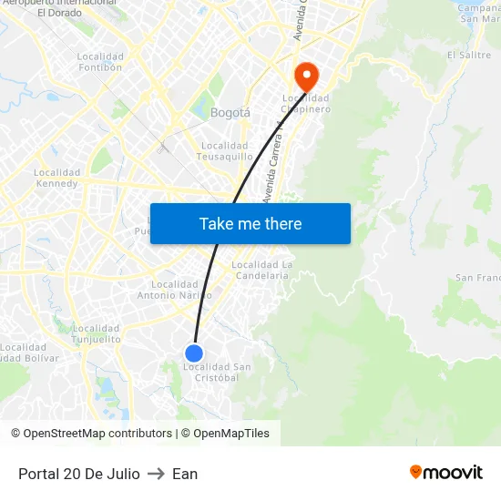Portal 20 De Julio to Ean map