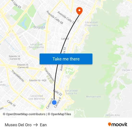 Museo Del Oro to Ean map