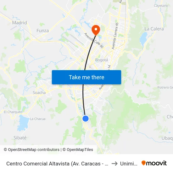 Centro Comercial Altavista (Av. Caracas - Cl 67a Sur) (B) to Uniminuto map