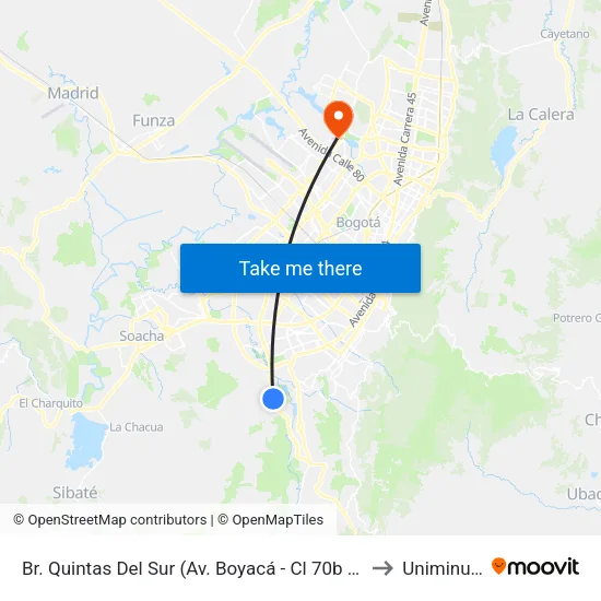 Br. Quintas Del Sur (Av. Boyacá - Cl 70b Sur) to Uniminuto map