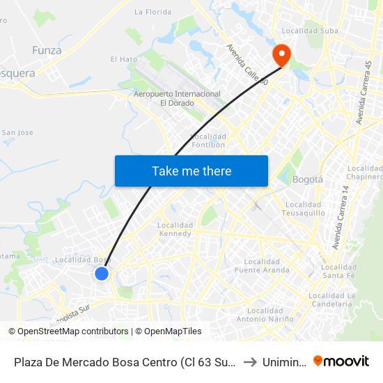 Plaza De Mercado Bosa Centro (Cl 63 Sur - Kr 80h) to Uniminuto map