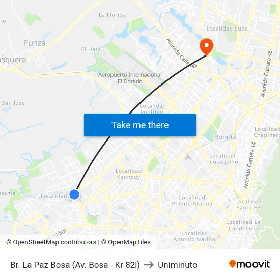 Br. La Paz Bosa (Av. Bosa - Kr 82i) to Uniminuto map