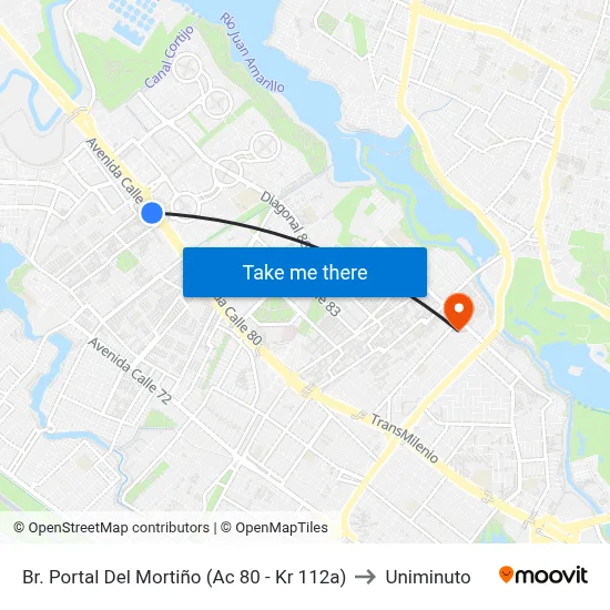 Br. Portal Del Mortiño (Ac 80 - Kr 112a) to Uniminuto map