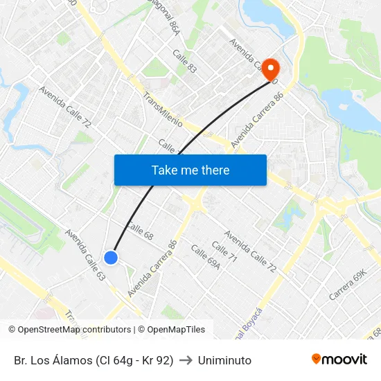 Br. Los Álamos (Cl 64g - Kr 92) to Uniminuto map