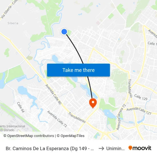 Br. Caminos De La Esperanza (Dg 149 - Tv 142) to Uniminuto map