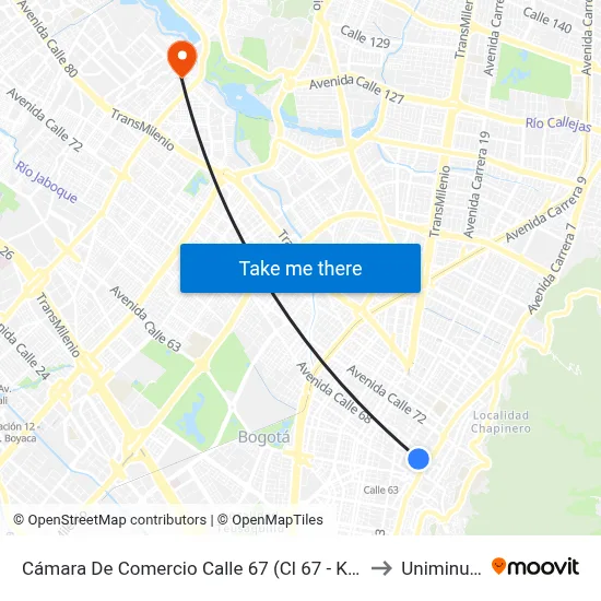 Cámara De Comercio Calle 67 (Cl 67 - Kr 8) to Uniminuto map