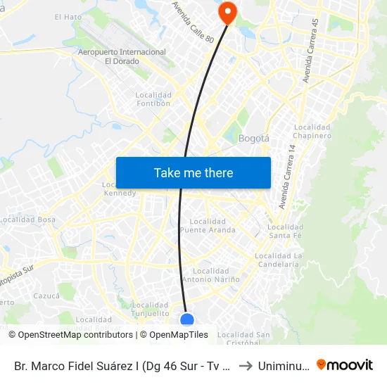 Br. Marco Fidel Suárez I (Dg 46 Sur - Tv 13) to Uniminuto map