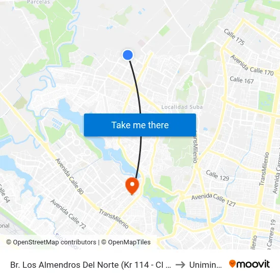 Br. Los Almendros Del Norte (Kr 114 - Cl 152d) to Uniminuto map