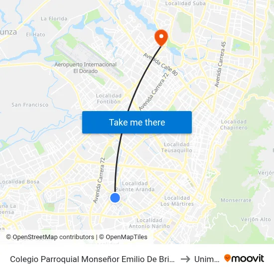 Colegio Parroquial Monseñor Emilio De Brigard (Cl 28 Sur - Kr 52b) to Uniminuto map