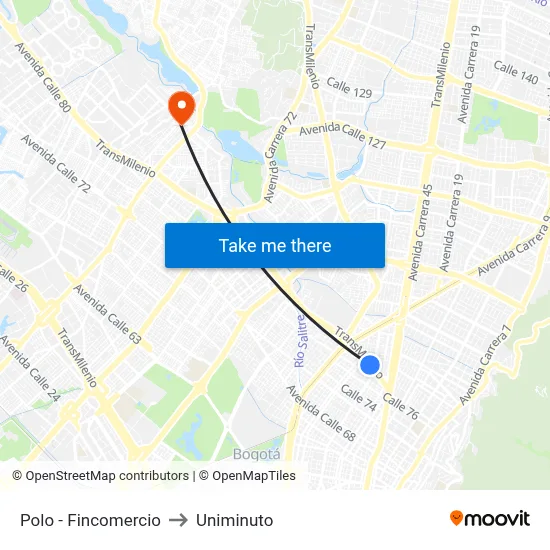 Polo - Fincomercio to Uniminuto map