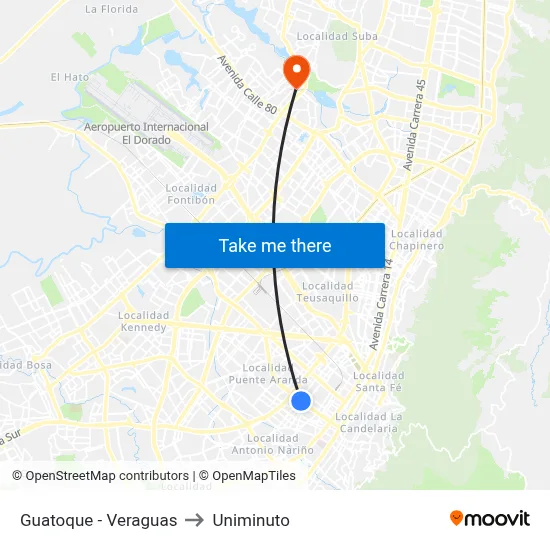 Guatoque - Veraguas to Uniminuto map