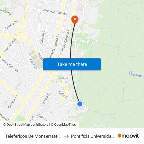 Teleféricos De Monserrate (Ac 20 - Kr 1) to Pontificia Universidad Javeriana map