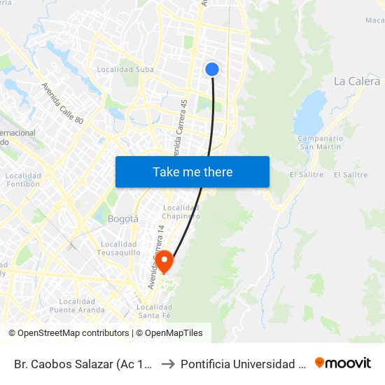 Br. Caobos Salazar (Ac 147 - Kr 14) to Pontificia Universidad Javeriana map