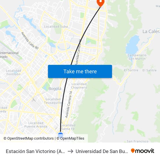 Estación San Victorino (Ak 10 - Cl 12) to Universidad De San Buenaventura map