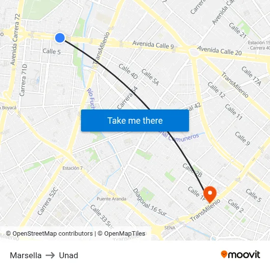 Marsella to Unad map