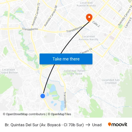 Br. Quintas Del Sur (Av. Boyacá - Cl 70b Sur) to Unad map