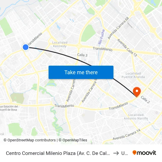 Centro Comercial Milenio Plaza (Av. C. De Cali - Cl 42f Sur) (A) to Unad map