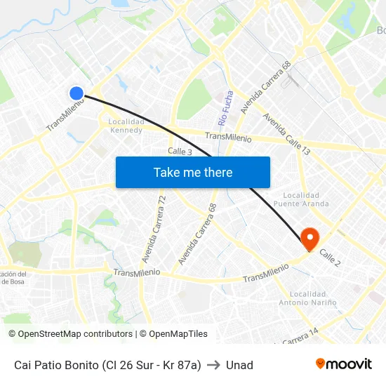 Cai Patio Bonito (Cl 26 Sur - Kr 87a) to Unad map