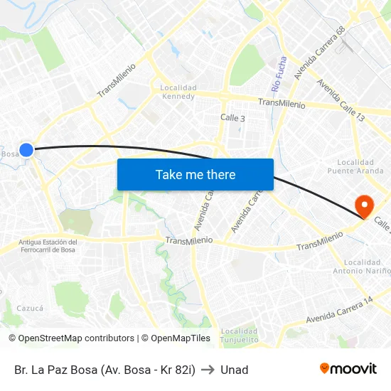 Br. La Paz Bosa (Av. Bosa - Kr 82i) to Unad map