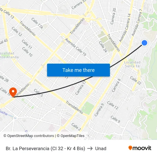 Br. La Perseverancia (Cl 32 - Kr 4 Bis) to Unad map