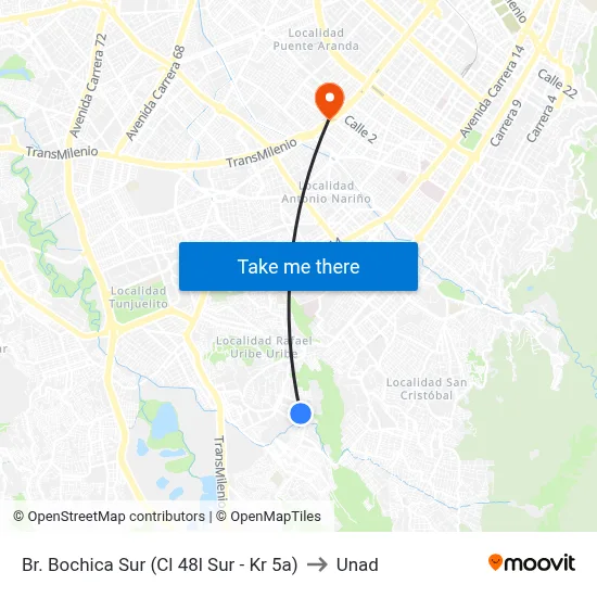 Br. Bochica Sur (Cl 48l Sur - Kr 5a) to Unad map