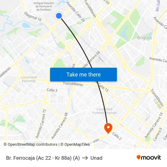 Br. Ferrocaja (Ac 22 - Kr 88a) (A) to Unad map