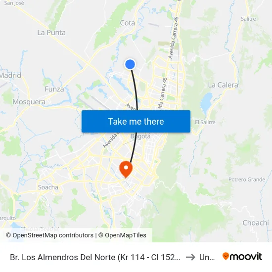 Br. Los Almendros Del Norte (Kr 114 - Cl 152d) to Unad map