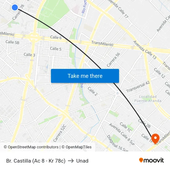 Br. Castilla (Ac 8 - Kr 78c) to Unad map