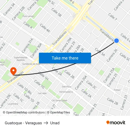 Guatoque - Veraguas to Unad map