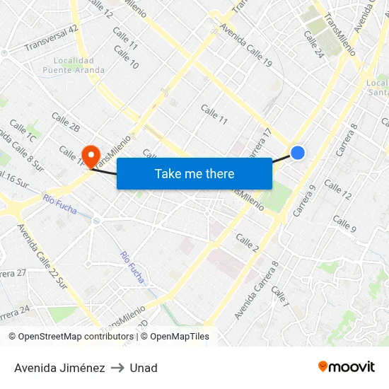 Avenida Jiménez to Unad map