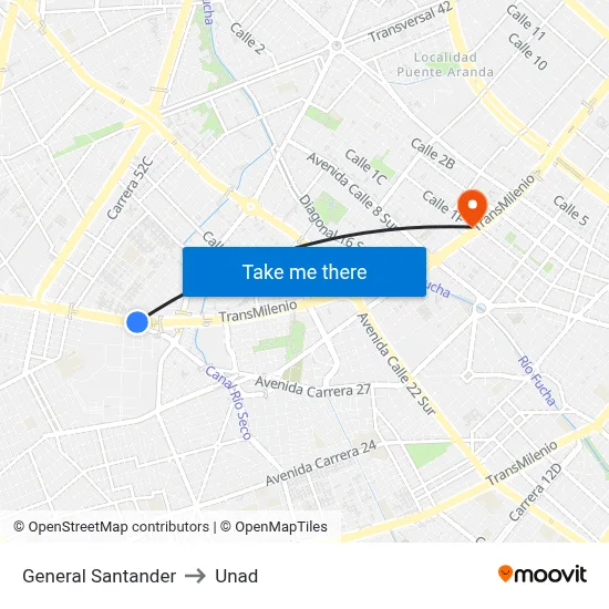 General Santander to Unad map