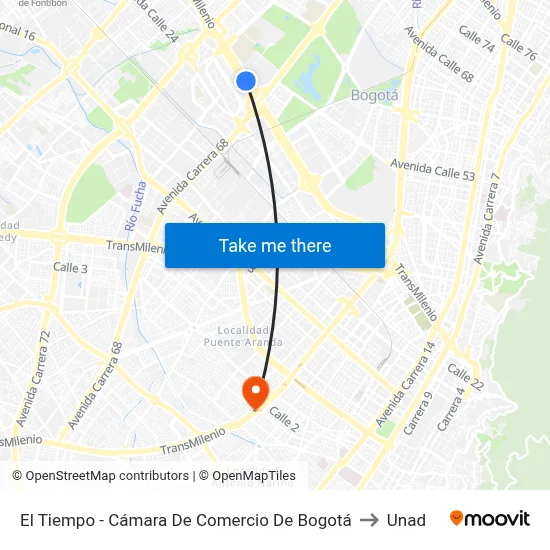 El Tiempo - Cámara De Comercio De Bogotá to Unad map