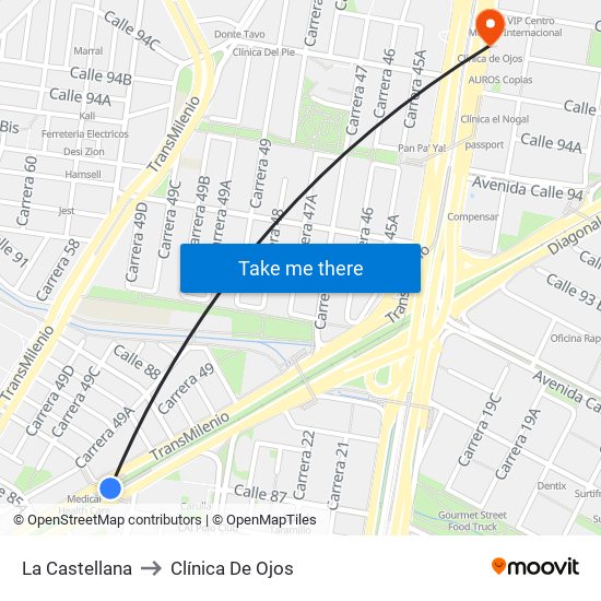 La Castellana to Clínica De Ojos map