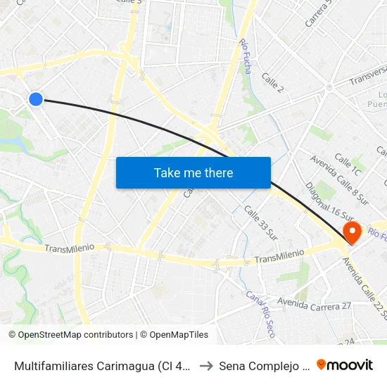 Multifamiliares Carimagua (Cl 40 Sur - Kr 73) to Sena Complejo Del Sur map